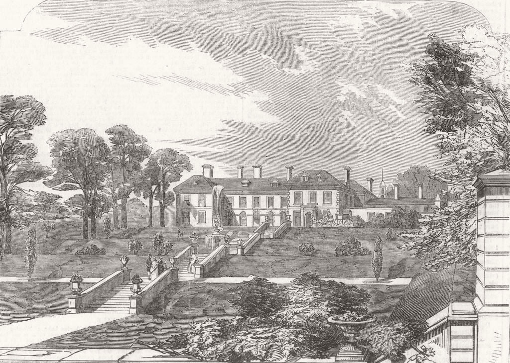 DERBYS. Glossop Hall, seat of Duke of Norfolk 1852 old antique print picture
